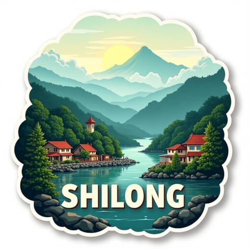 Image of Naxon Shillong City Theme Souvenir Wooden Fridge Magnet | Scotland of the East Hills & Waterfalls Design 3x3 Inch Refrigerator Magnet for Kitchen & Home Decor | Travel Gift from Shillong | Pack of 1