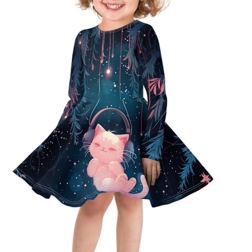 Girls Cute Dress Long Sleeve 3-16 Years Old Novelty Swing Flowy Dress Versatile Dresses3