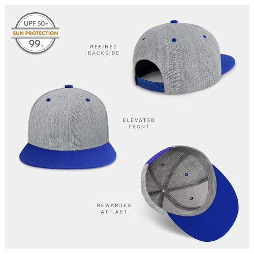 Image of CHOK.LIDS Classic Snapback Flat Bill Hat Blank Adjustable Baseball Cap | Structured high crown, flat visor, blank front for customization, adjustable snap closure, trendy everyday style