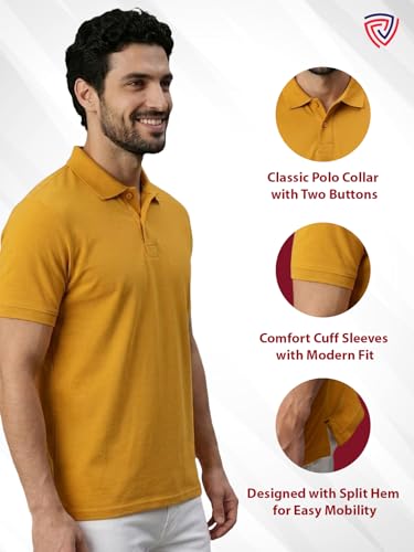 Image of Lux Cozi Men's Cotton Solid Polo Tshirt | Collar Tshirts | Half Sleeves | Stylish & Premium All Day Wear | Pack of 1