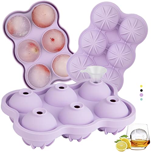 Theuwnee® 2Pcs Eiswürfelbehälter Runden, Premium-Silikon Eiswürfelbehälter, Stapelbar und Spülmaschinenfest, für Bier, Wein, Whisky, Cocktail und Babysnack inklusive, BPA-frei (Violett) Cover