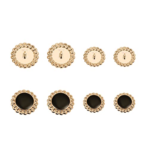 Yuearn 25Mm 20Mm Black Metal Blazer Buttons Flat Shank For Sewing, 20Pcs Gold Velvet Gold Button With Box Assorted Buttons Mixed Buttons For Shirt Coats Blazer Dress Diy Crafting Decorations #TOP3