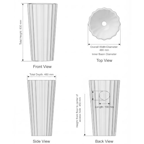 Image of BASSINO 19x19x34 Inches Ceramic Pedestal Wash Basin /7 Years Warranty /One Piece Free Standing Basin For Bathroom /Living Room /Salons /Round Modern Sink For Hotel /Floor Mounted Washbasin(White Glossy)