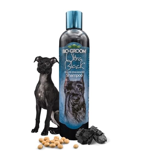 Image of Bio-Groom Ultra Black Colour Enhancing Dog Grooming Shampoo, Controls Matting, Tangling and Fly Away Fur Brings Shine to Dull Coat with Soy Protein, Coconut Oil Prevents Dryness, 355 Milliliter | Enhances Black & Dark Coats