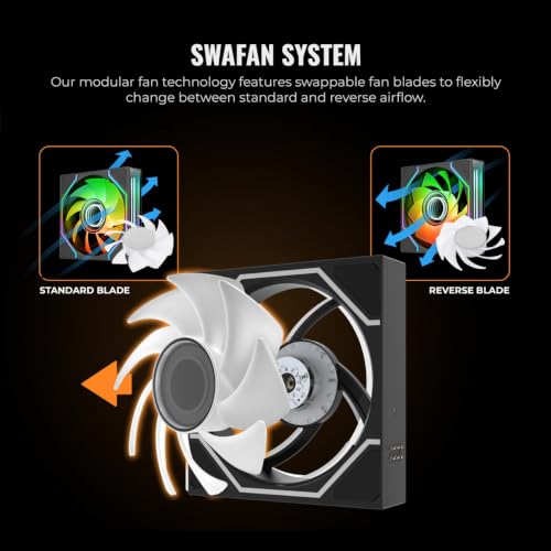 Image of Thermaltake SWAFAN 140 EX Infinity ARGB Sync; Infinity Mirror Hub; Infinity Mirror Frame; PWM 500~1800 RPM; MagForce 2.0; Swappable Blades; 5V 3-Pin Motherboard Sync; 3-Pack; Black; CL-F246-PL14SW-A
