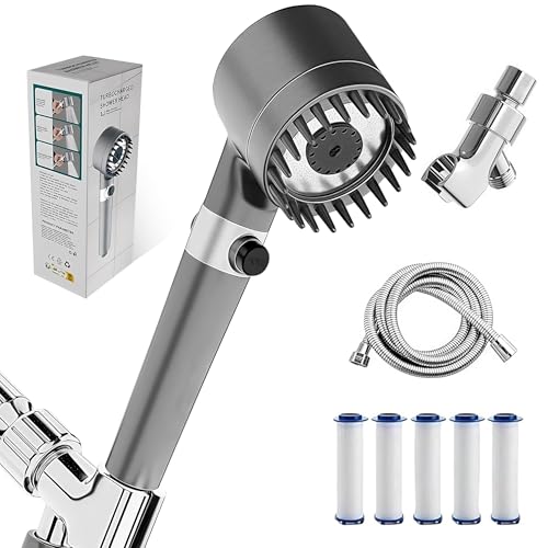 Regadera filtrada con mango, regaderas de alta presión con 3 modos de rociado y interruptor ON/OFF, lavado a presión para baños, regadera desmontable con manguera de acero inoxidable, soporte y filtros de algodón