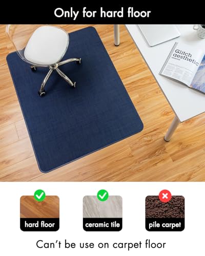 Image of BARoyal Office Chair Mat for Hardwood Floor Under Desk Computer Rolling Chair Mat for Wood /Tile Floor Non-Slip Heavy Duty Desk Rug PVC Plastic Hard Floor Protector 30 inch x 48 inch(Indigo)