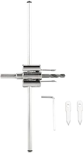 Miniatura 8 de Juego de cortador de agujero circular ajustable, kit de cortador de círculo de madera de metal de precisión, 30 broca de sierra de agujero de 11.811