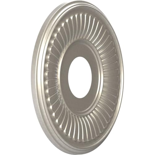 Image of Ekena Millwork CMP13BEBAL Berkshire Thermoformed PVC Ceiling Medallion (Fits Canopies up to 5 3 /4 inch), 13 inchOD x 3 1 /2 inchID x 3 /4 inchP, Bright Coat Aluminum