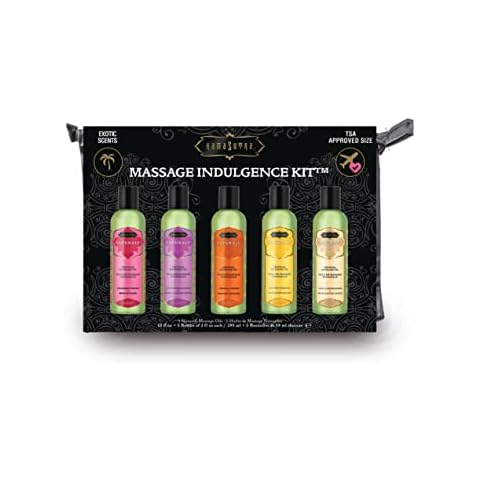 Kama Sutra Massage Indulgence Kit Five Massage Oils - Fragranced with Essential Oils Massage Oil for Body - Sensual Massage Couples, Women, Men, Wife, Husband, Valentine Gift Cover