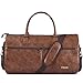 STOVER Garment Travel Duffle Bag, Large 2-in-1 Convertible Carry-on Luggage for Men & Women- Hanging Suits, Dresses & Clothes + Shoe Compartment- Weekender Tote Combo Duffel (Brown Leatherette)