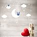 Bdecoll Bébé Chouette sur lune et étoile Stickers muraux oiseaux 2 x Hibou mignon Chambre Decor garçons filles Chambre Décoration Mur Art (Blue)