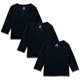 OPAWO Infant Baby Long Sleeve V Neck T-Shirts for Unisex Boy Girl 3 Pack (18-24 Months, Black)