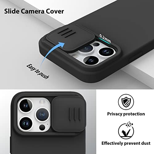 Nillkin Liquid Silicone Case Compatible with iPhone 14 Pro MagSafe, CamShield Silky Magnetic Case with Sliding Camera Cover, Support Wireless Charging Case for iPhone 14 Pro 6.1 inch - Black
