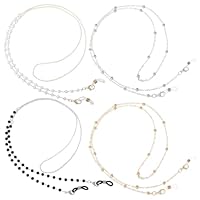 Ouligay 4 Stück Perlen Brillenkette Damen Gold Silber Glasses Chain Modische Brillenketten Dünn Brillenkette Perlen Brillen Kette Brillenband Eyeglass Chain für Brille Brillen Sonnenbrille Mask