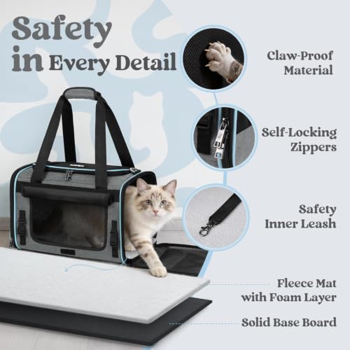 Image of rabbitgoo Cat Carrier Soft with Rollable Flap, Travel Safe for Car Airline