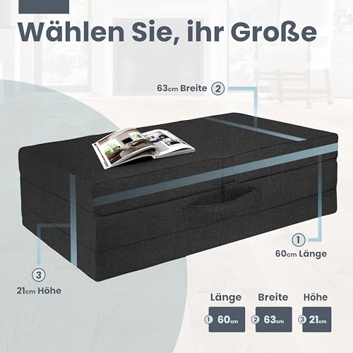 Bout3 Klappmatratze, Gästematratze, 3-Teilige Schaumstoff Faltmatratze, Klappbar Sitzblock, Faltbare Reisebett Matratze… – Ansicht 3
