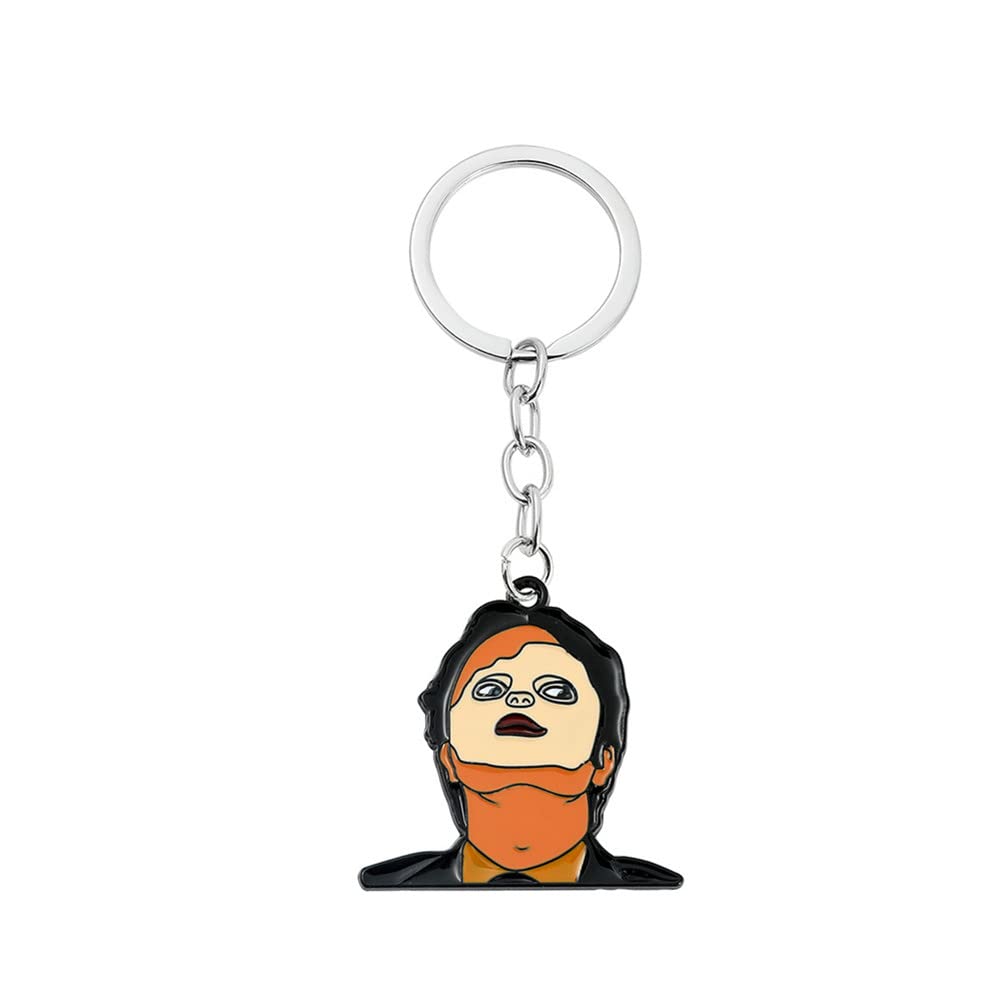 Dwight Keychain The Office Show Keyring Mask Keychain Holder Wallet Backpack Pendant DIY Accessories Funny Character Key Chains Men Women Jewelry Gift