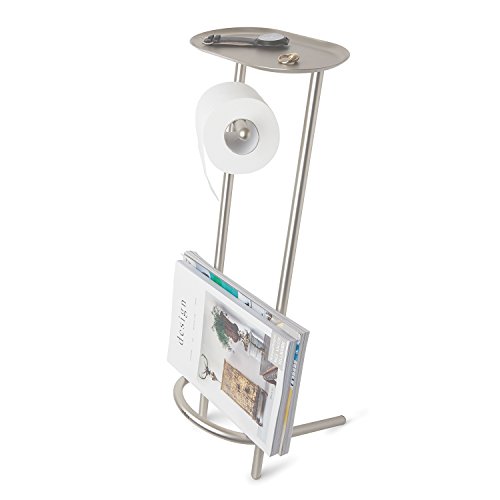 Umbra Valetto Free Standing Toilet Paper Holder And Magazine Stand Modern Toilet Paper Stand With Integrated Magazine Rack And Tray For Accessories Like Phone Candle Air Freshener And More Nickel Buy