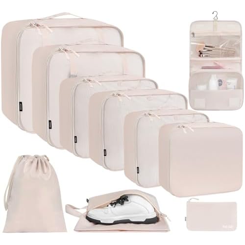 BAGAIL 6 Set/8 Set/10 Set Packing Cubes Various Sizes Packing Organizer for Travel Accessories Luggage Carry On Suitcase