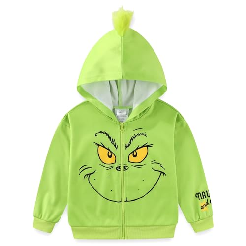 Dr. Seuss Grinch Boys Zip Up Hoodie for Toddler and Big Kids