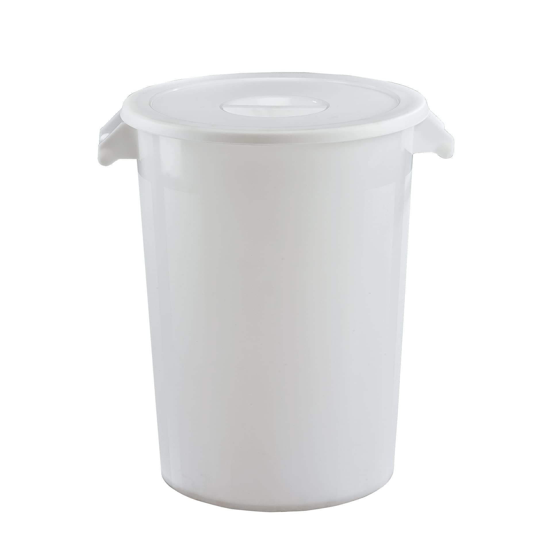 Cubo Industrial 100L – Blanco, Apto para Uso Alimentario | Apilable con Asas Ergonómicas y Base con Ruedas Opcional – Denox