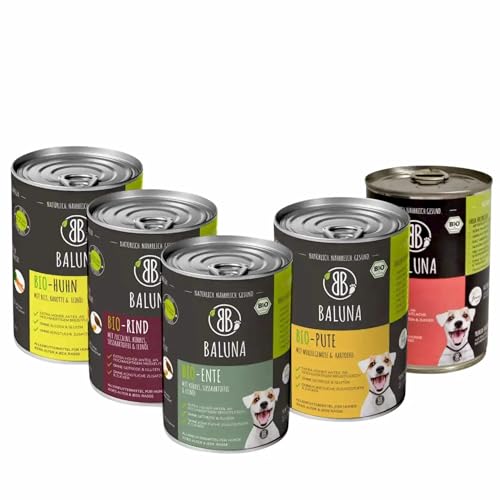 Baluna Bio-Probierpaket Hundefutter | Von Bio-Höfen aus der Region | Hergestellt in DE | Hoher Fleischanteil 5x400g