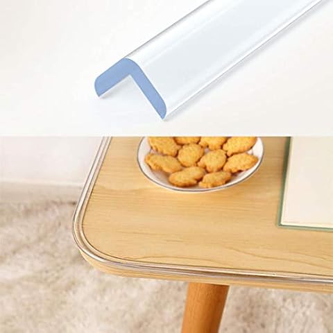 Wemk Transparent Table Edge Protectors, Corner Protectors Bumper Strip 1 Rolls 20ft(6.1m) with Double-Sided Mounting Tape for Cabinets, Drawers, Tables Cover