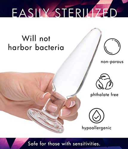 Prisms Dosha 3 Piece Glass Butt Plug Set, Anal Training Kit With 3 Sizes Of Clear Anal Plugs With Smooth Flat Base, For Men And Women, Adult Couples, Beginners And Advanced, Easy To Clean, 3 Pack #TOP3