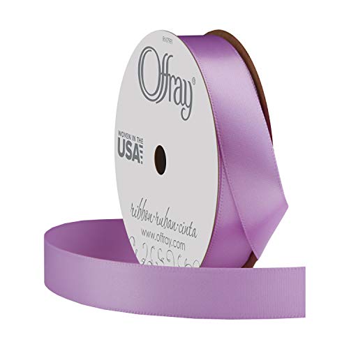 Image of Offray 066157 5 /8 inch Wide Single Face Satin Ribbon, Light Orchid Purple, 6 Yds
