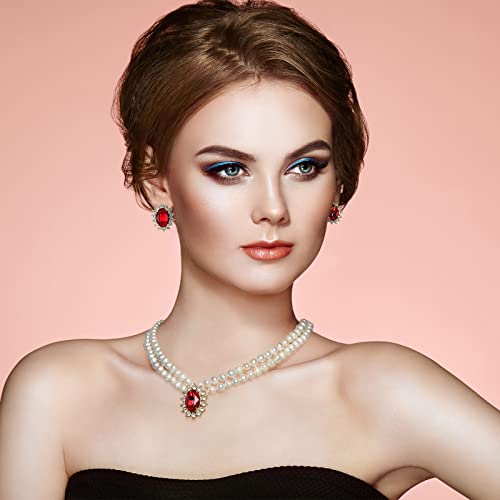 Sisslia Red Jewelry Sets For Women Pearl Jewelry Set For Women Freshwater Pearl Necklace Jewelry Sets For Women Mother's Day #TOP4