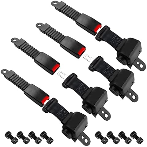 iLSKW Golf Carts Seat Belts 4 Set Universal Fit Retractable 47" for EZGO TXT RXV Yamaha Club Car DS Cover