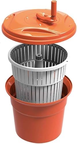 Commercial Salad Spinner, Manual Lettuce Dryer for Restaurants, Jumbo Capacity Vegetable & Fruit Washer for Large Batches & Catering (Small Orange)
