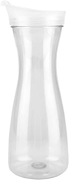Water Carafe with Flip Top Lid, 600ml Clear Acrylic Juice Carafe Juice Containers Clear Plastic Pitcher for Fridge, Pantry Storage, Round Pitchers8X6.5X20cm