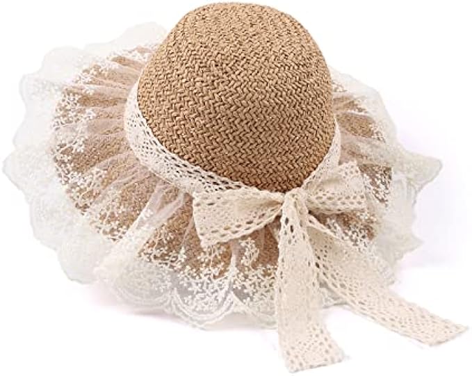 Baby Girl Straw Hat Toddler Summer Beach Hats with Bowknot Sun Protection Hats for Kids Girls 2-5 Years
