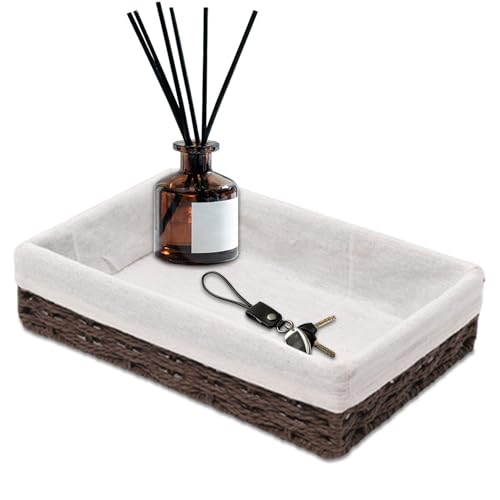Panier de rangement en rotin plateau tissé rectangulaire peu profond maison bureau