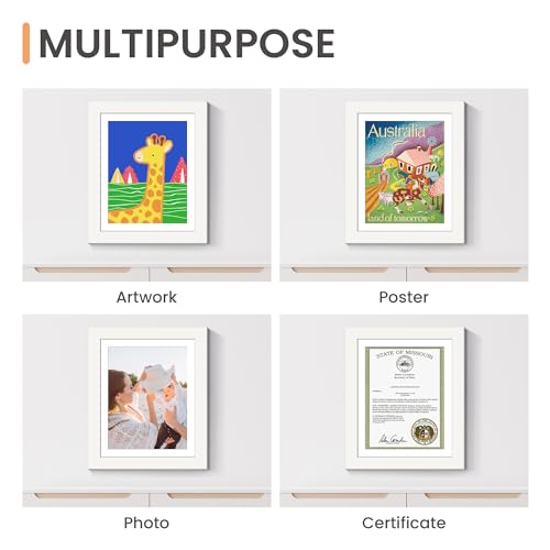 Image of upsimples 1 Pack Kids Art Frames 10x12.5, Front Opening 8.5 x 11 Frame for Artwork Display & Storage Holds 50, Kids Artwork Frames Changeable for Children Art Projects, Drawings, 3D Art, Crafts, White