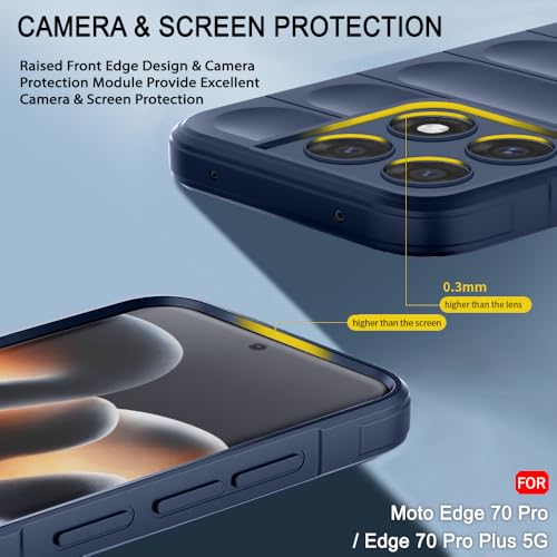 Image of TheGiftKart Liquid Silicon Back Cover Case for Motorola Moto Edge 70 Pro / 70 Pro Plus 5G | Shockproof Military Grade Protection | Micro-Fibre Cloth On Inner Side | Anti-Slip Grip Cover (TPU, Blue)