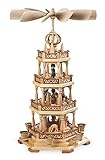Made in Germany Weihnachtspyramide 4-stöckige Pyramide - Waldmotiv - 55 cm - Original Erzgebirge - Müller Kleinkunst