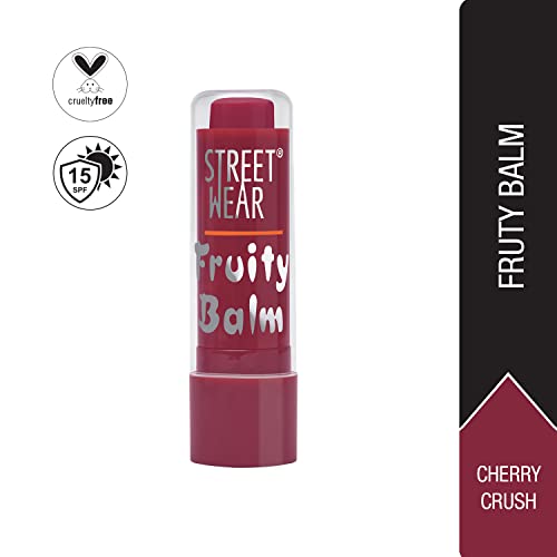 Image of STREET WEAR Fruity Balm -Cherry Crush (Red /Maroon) - 4.2 gms -Healthy hydration for Dry and Chapped lips, Daily Skincare, Non-greasy, ,Sheer Tint Lip Balm, Enriched wth Antioxidants and Vitamin E, Lip balm with SPF 15