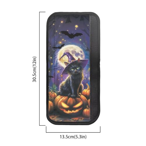 Image of Dreaweet Halloween Black Cat Witch Pumpkin Print Refrigerator Handle Covers