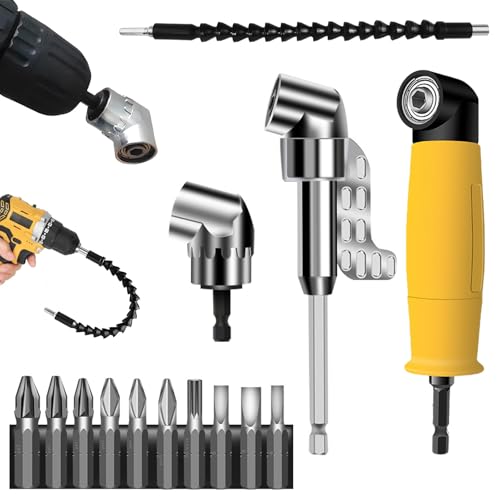 14 Pezzi Trapano Mandrino Avvitatore Angolare Kit, Adattatore per Trapano ad Angolo Retto 105° e Prolunga Trapano Flessibile, Avvitatore angolare per foratura in spazi ristretti