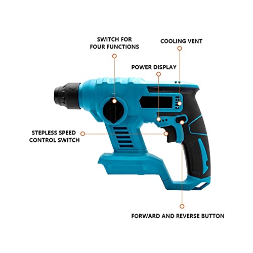TEMSOOM Kompatibel mit Makita 18 V Akku kabelloser Elektro-Bohrhammer Profi Holz Stahl Keramik Bohren Elektrowerkzeug… – Bild 6