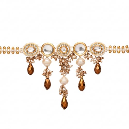 Image of SANJOYA BY EVERSTYLISH Necklace With Dewy White Pearls And Warm Earthy Tone Beads Lightweight Jewelry For Women | Party, Festive, Wedding & Gifting
