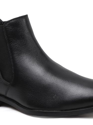 Image of Carlton London Men's Classic Slip-On Ankle Chelsea Leather's Boot with Elastic Gussets