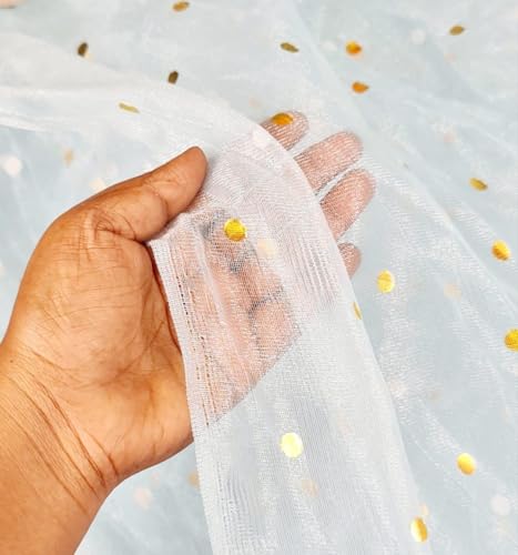 Image of SATYAM KRAFT 10 Meter Multipurpose Net Fabric Cloth for Birthday, Wedding, Valentine, Party, Event, Stage Backdrop, Pooja Background, Tent, Mandap & Festive Decoration Item (Light Blue)