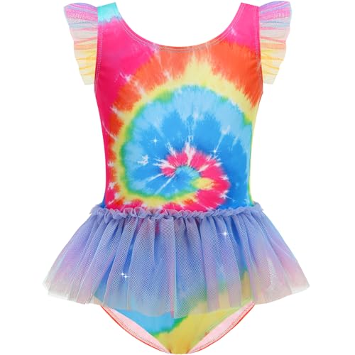 Image of Girls One Piece Swimsuit Colorful Mermaid Bathing Suits Cute Kids Princess Beach Swimwear 2-10 Years
