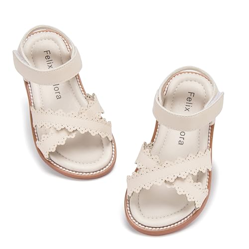 Image of Felix & Flora Toddler Girl Sandals - Little Girl Easter Dress Shoes Lightweight Open Toe Beach Holiday Flats