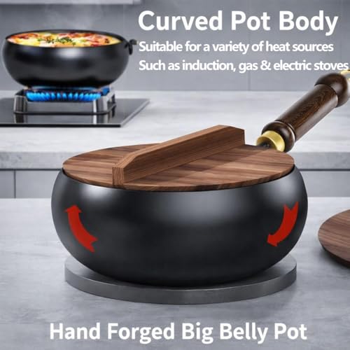 Wok japonés de hierro fundido con tapa y espátula miniatura 5