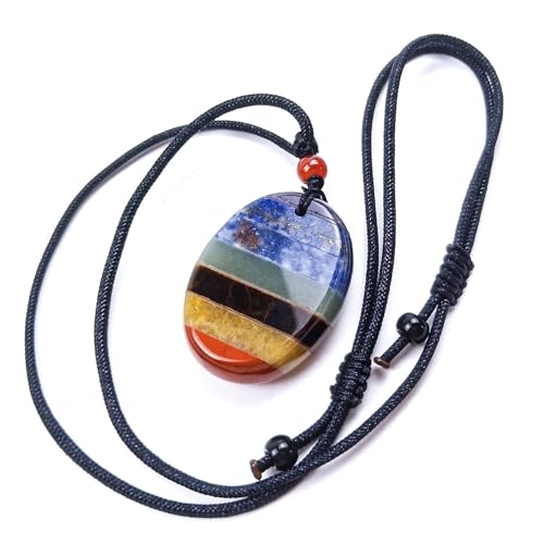 Qwrqwr Healing Crystal Necklace with 7 Chakra Stones for Wom